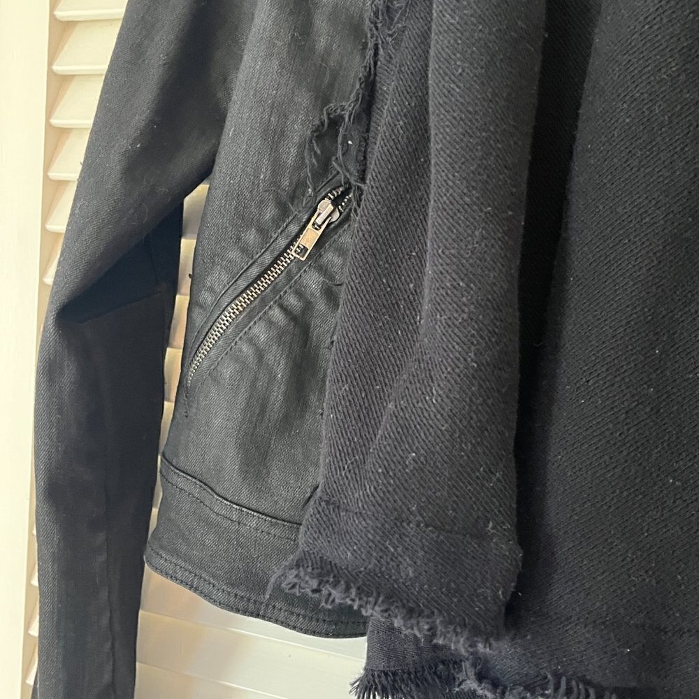 Free People Drape Front Coated Moto Jacket 2 black denim - Picture 6 of 14